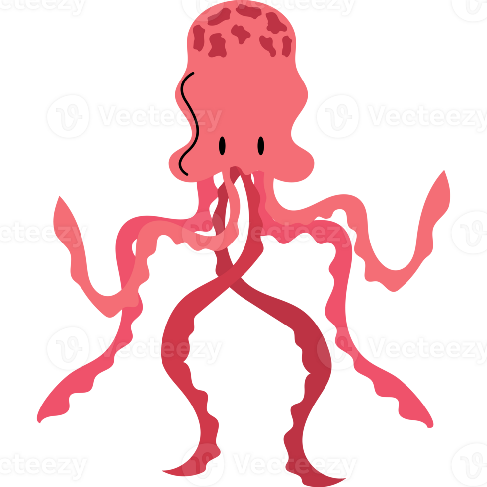 An octopus with tentacles and a brain png