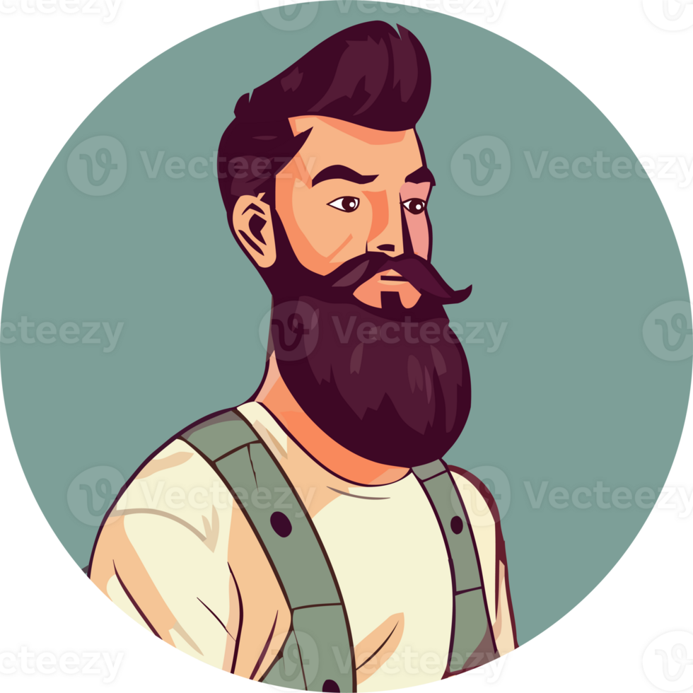 A bearded man with a mustache and beard in a round circle png