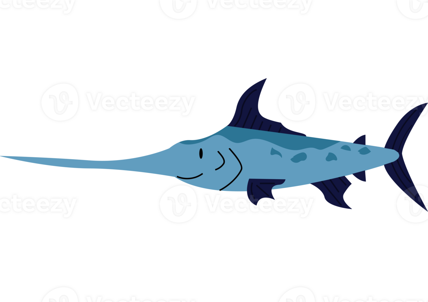 A blue marlin fish with a long tail png
