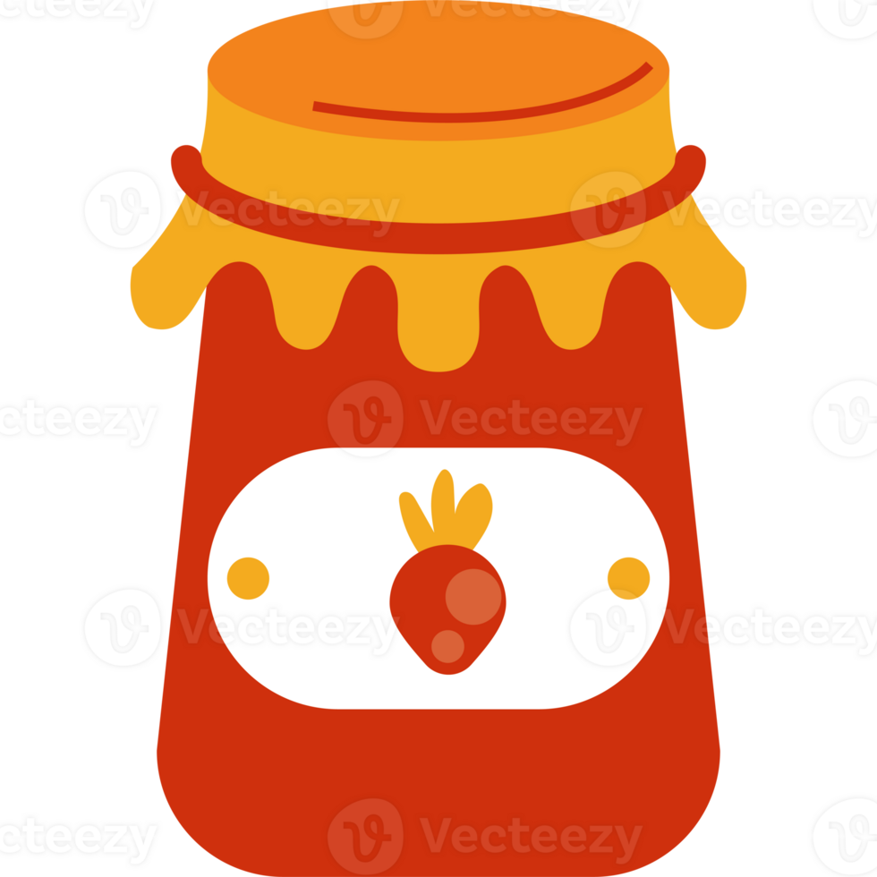 A jar of jam with a red lid png