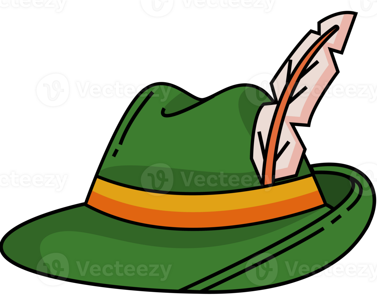 A green hat with a feather and a feather png