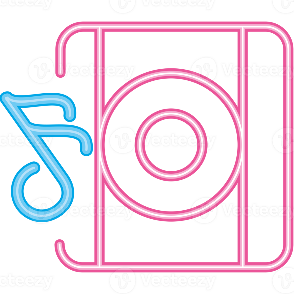 A neon sign with a music player and a note png