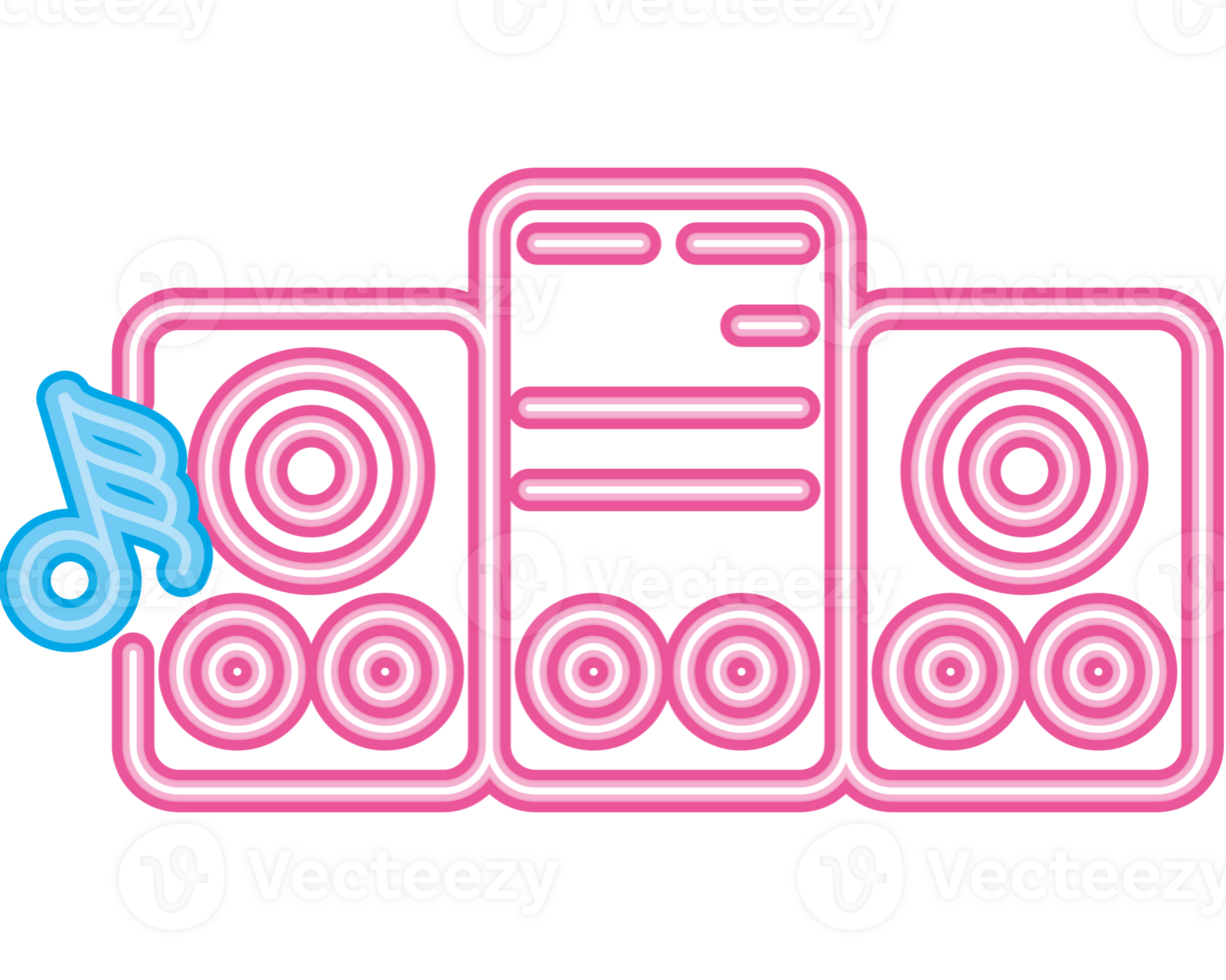 A neon sign with a speaker and music notes png
