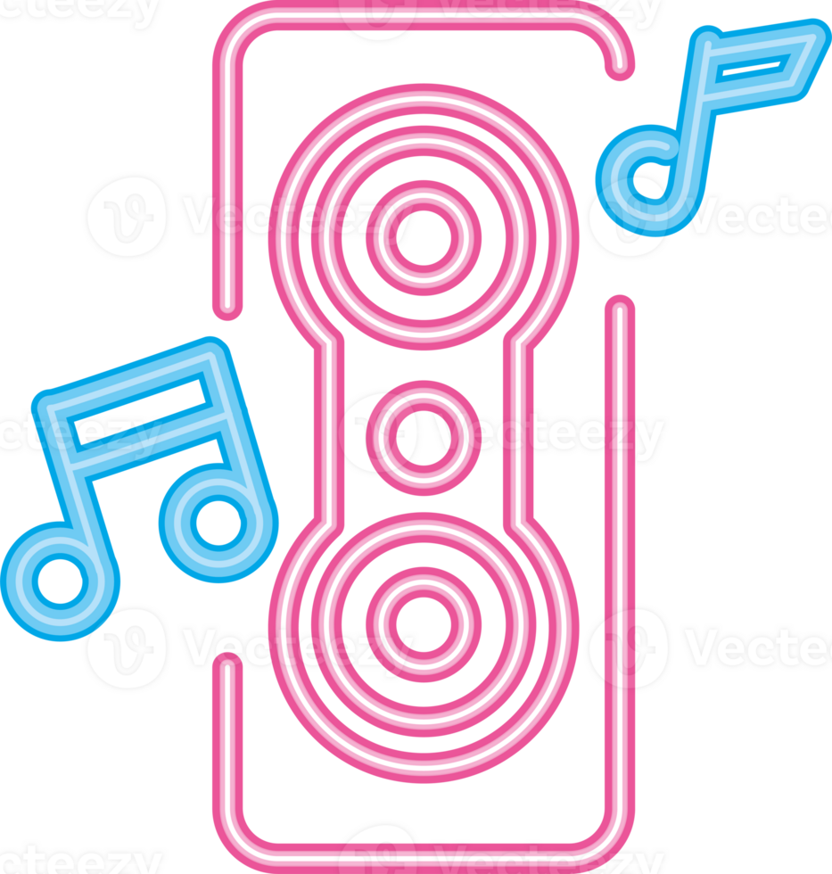 A neon sign with a music player and music notes png
