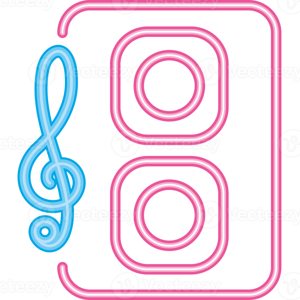 A neon sign with a music note and a music note png