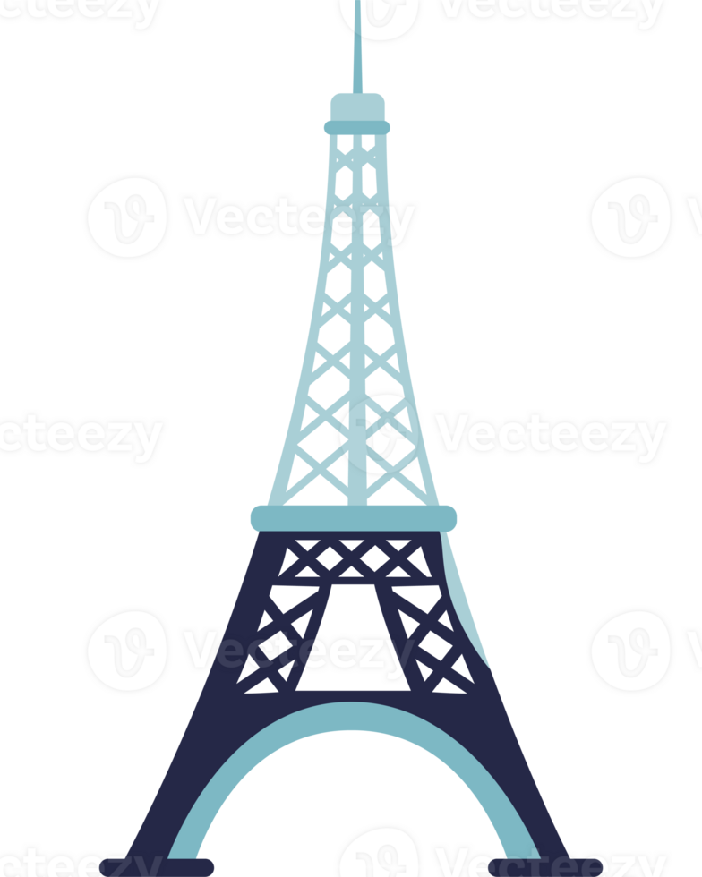 The eiffel tower is shown in blue and white png