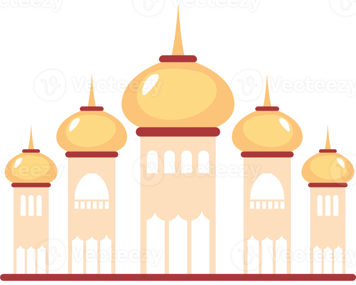 A mosque with domes and a tower png