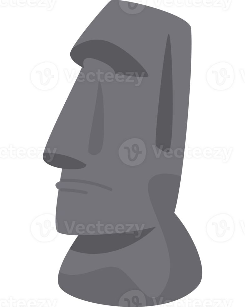 A cartoon easter island statue on a black background png