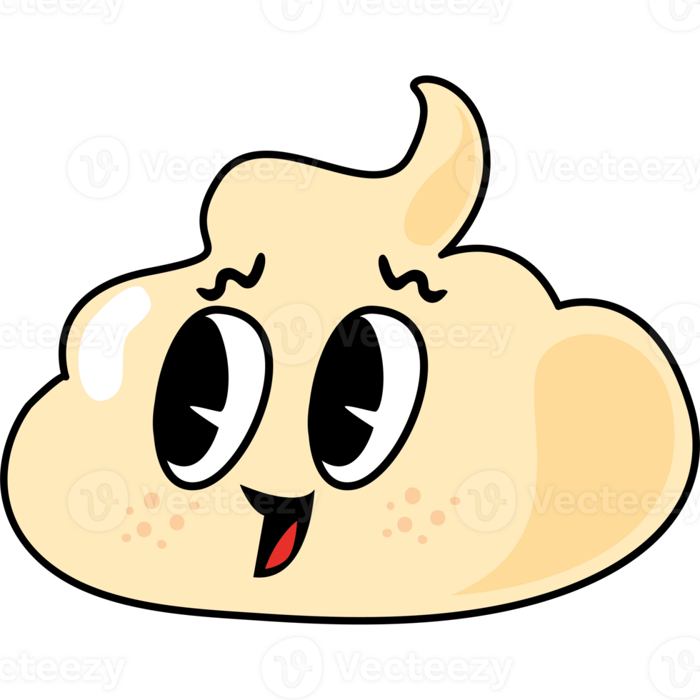 A cartoon character of a poo with eyes and a smile png