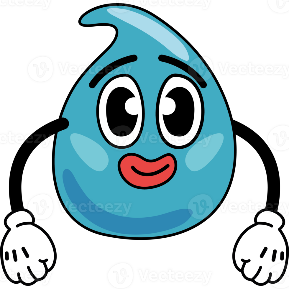 A cartoon blue water drop with two hands png
