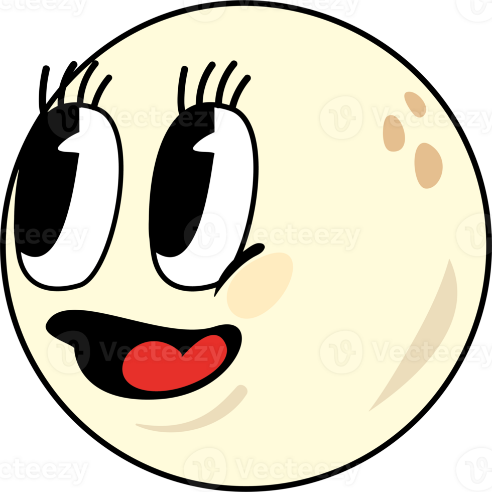 A cartoon moon with a big smile png