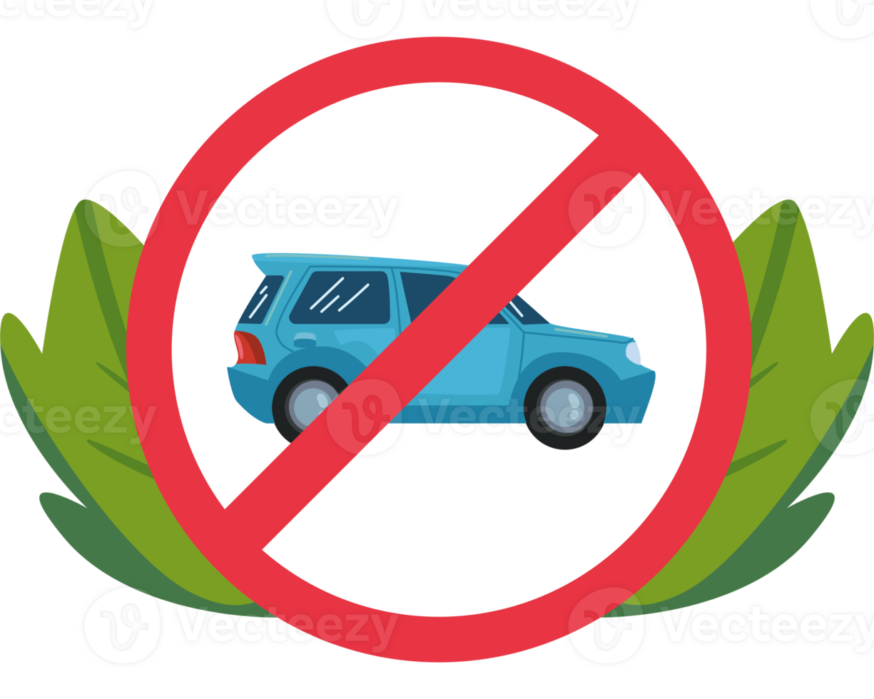 No parking sign with a car in the middle png
