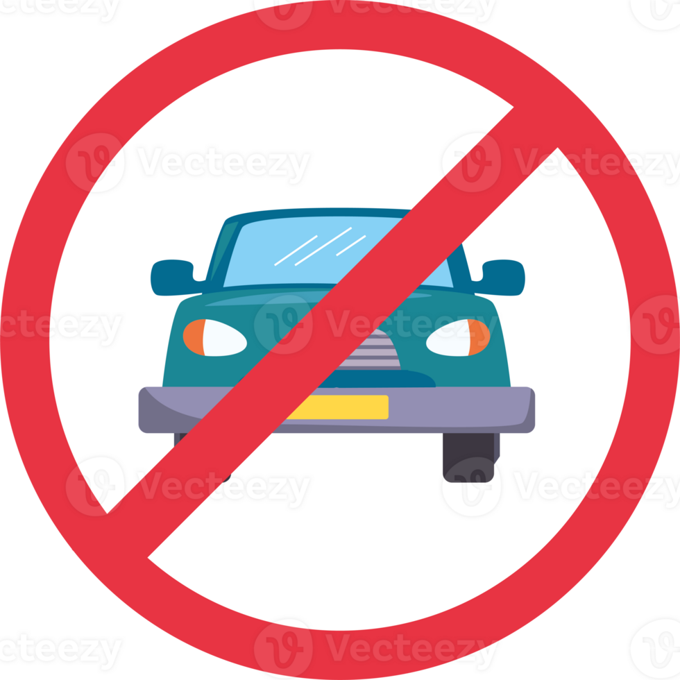 No parking sign with a car in the middle png