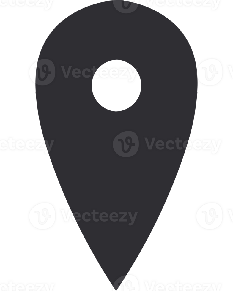 A black pin on a map with a circle in the center png