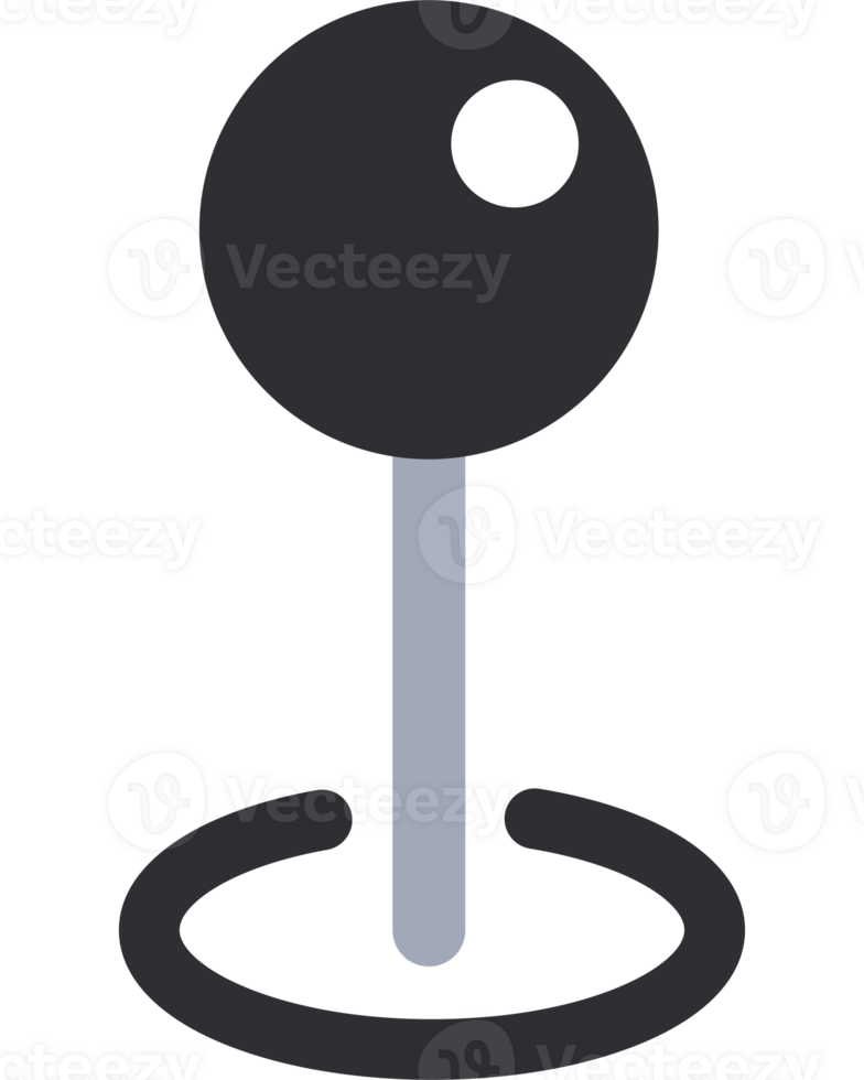 A black and white joystick with a white ball png