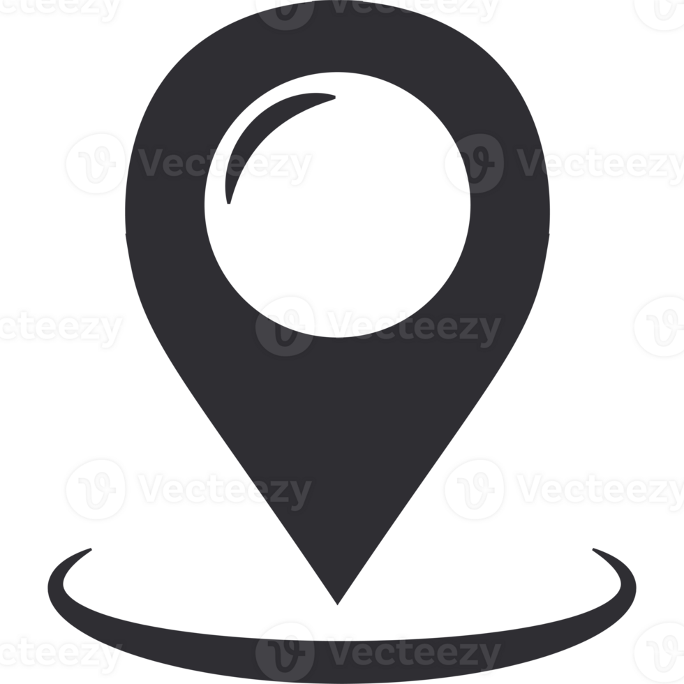 A location marker icon on a black background png