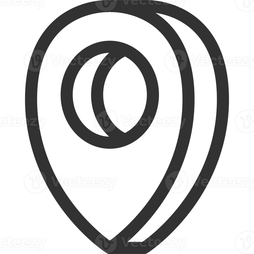 A black and white pin icon on a black background png