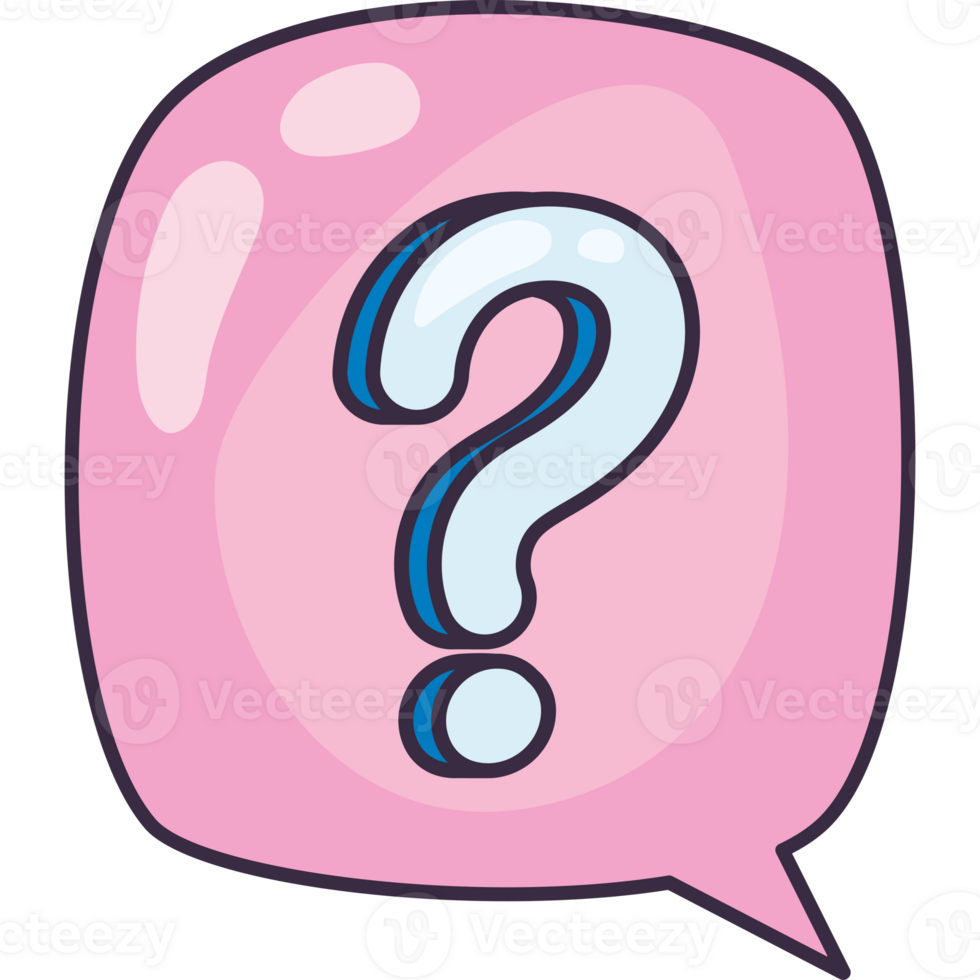 A pink speech bubble with a question mark png