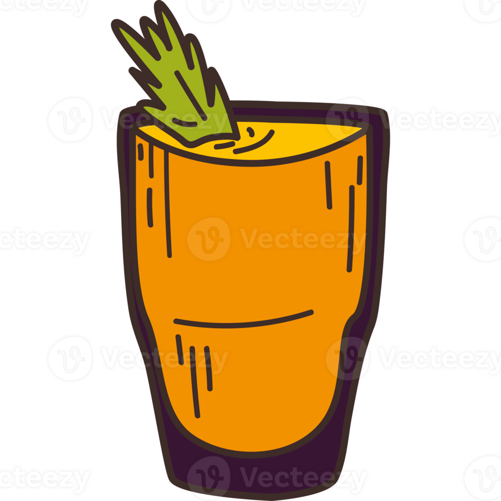 A cartoon of a drink with a green leaf png