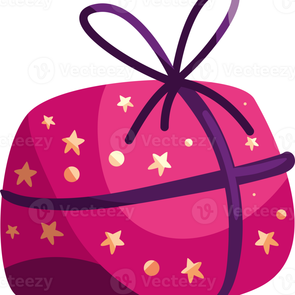 A pink gift box with stars on it png