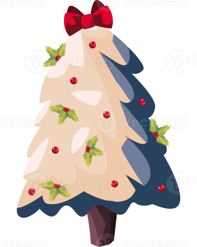 Christmas tree with berries and holly png