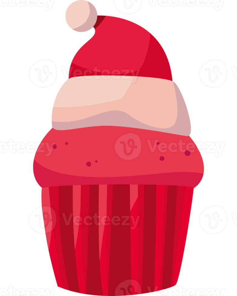 A cupcake with a santa hat on it png