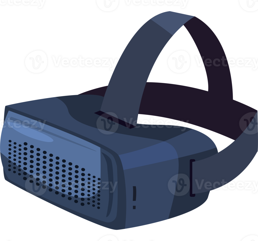 A virtual reality headset with a black background png