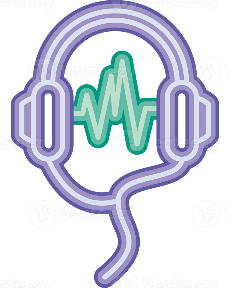 A neon sign with headphones and a wave png