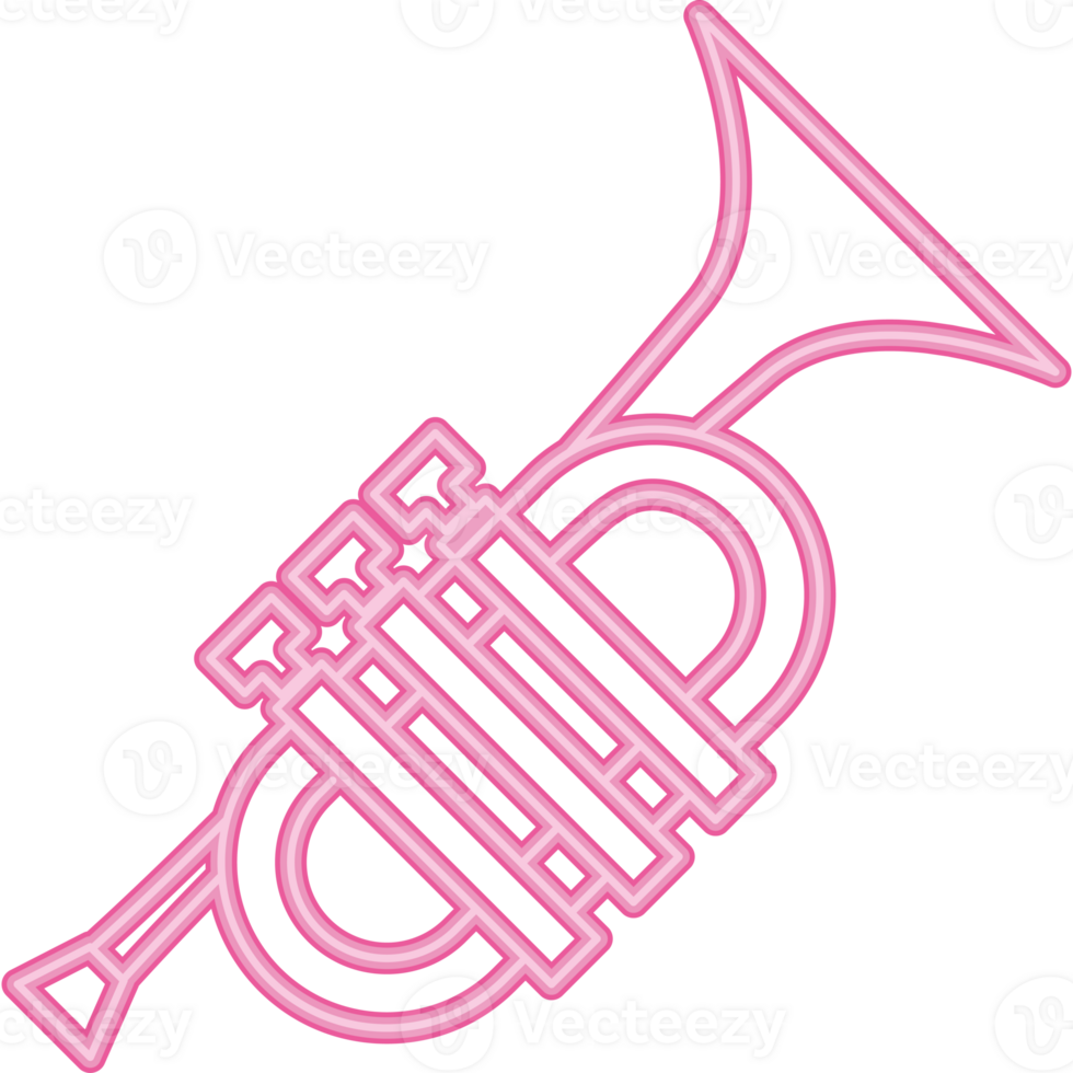 A pink neon trumpet icon on a black background png