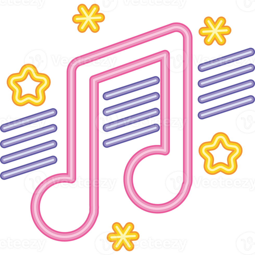 Music note icon with stars and music notes png