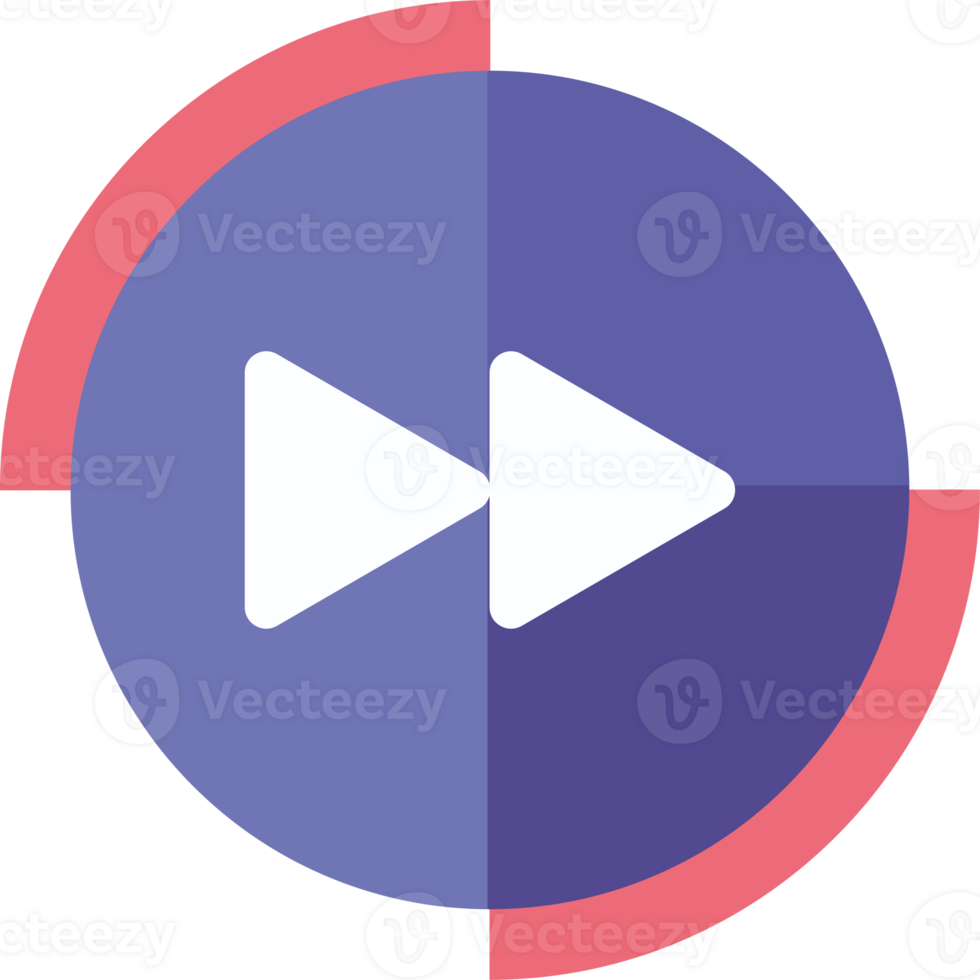 A purple and pink button with a play button png