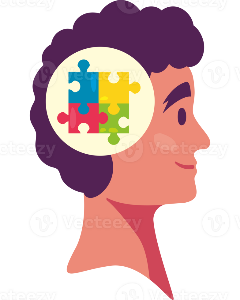 A person with a puzzle piece in their head png