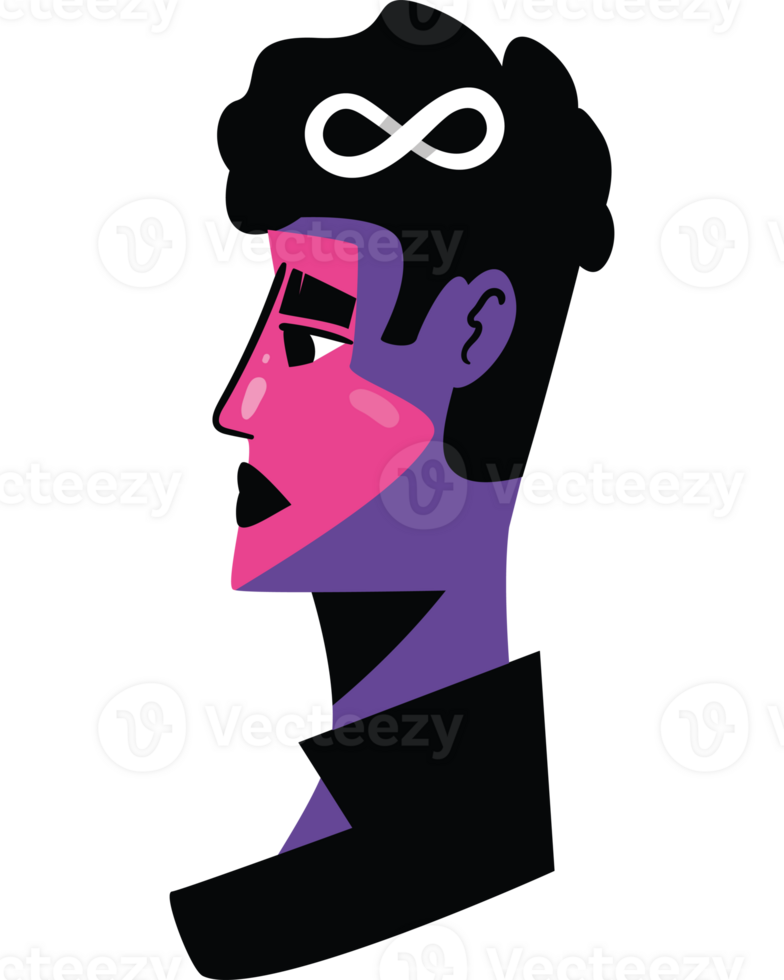 A man with an infinity symbol on his head png
