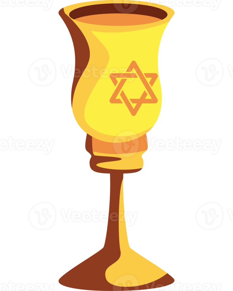 A golden goblet with a star of david on it png