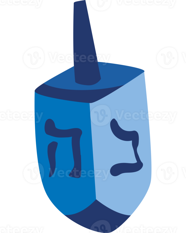 A blue dreidel with the word hebrew on it png