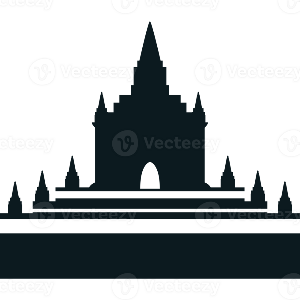 The silhouette of a temple in black and white png