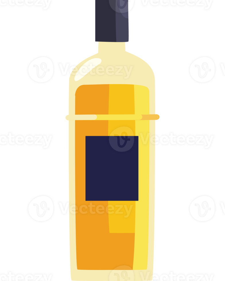 A bottle of alcohol with a blue label png