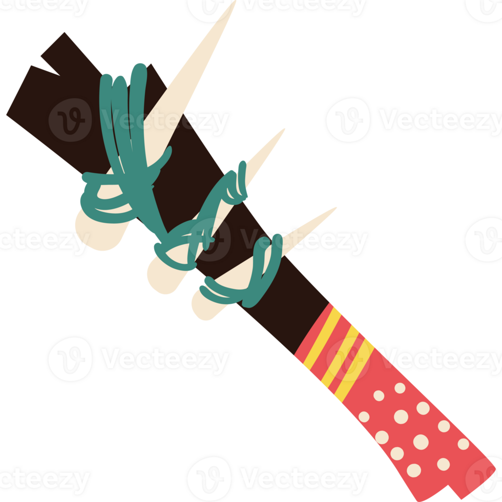 A cartoon illustration of a knife with a rope around it png