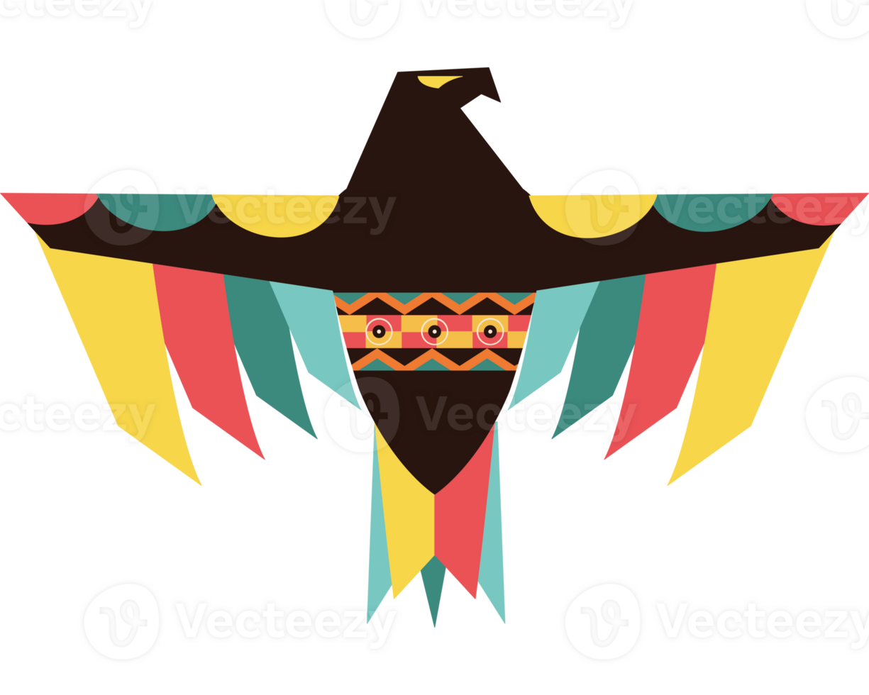 A colorful bird with a tribal design on it png