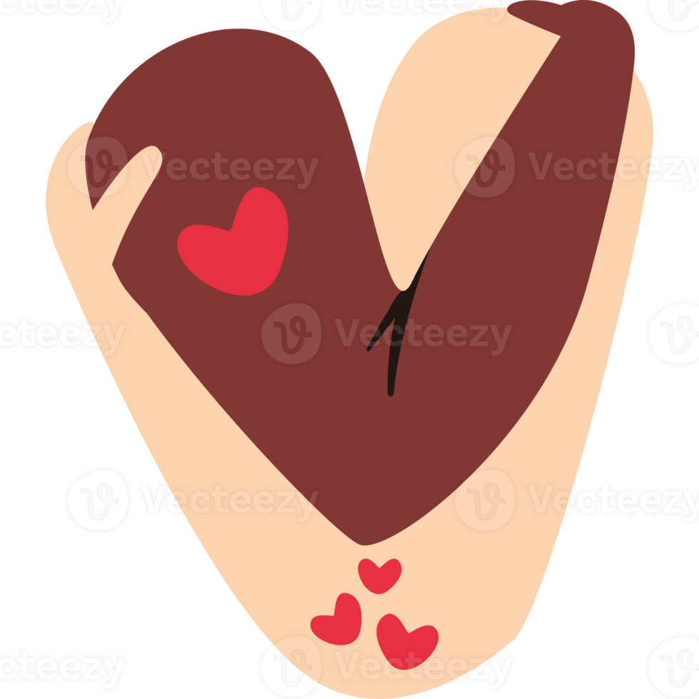 A heart shaped body with a woman holding it png