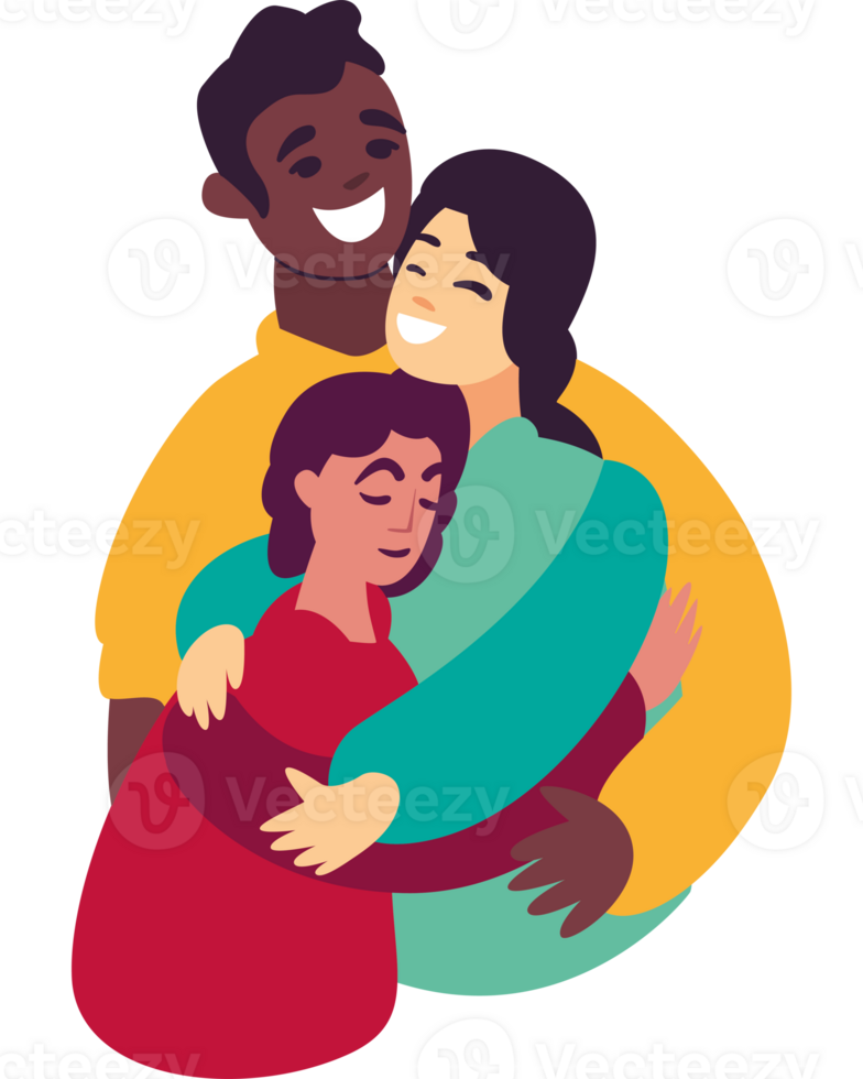 A family hugging and smiling png