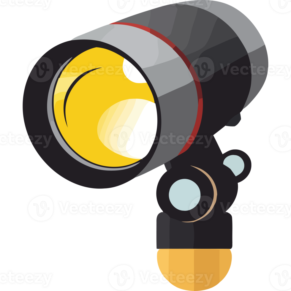 A flashlight with a yellow light on it png