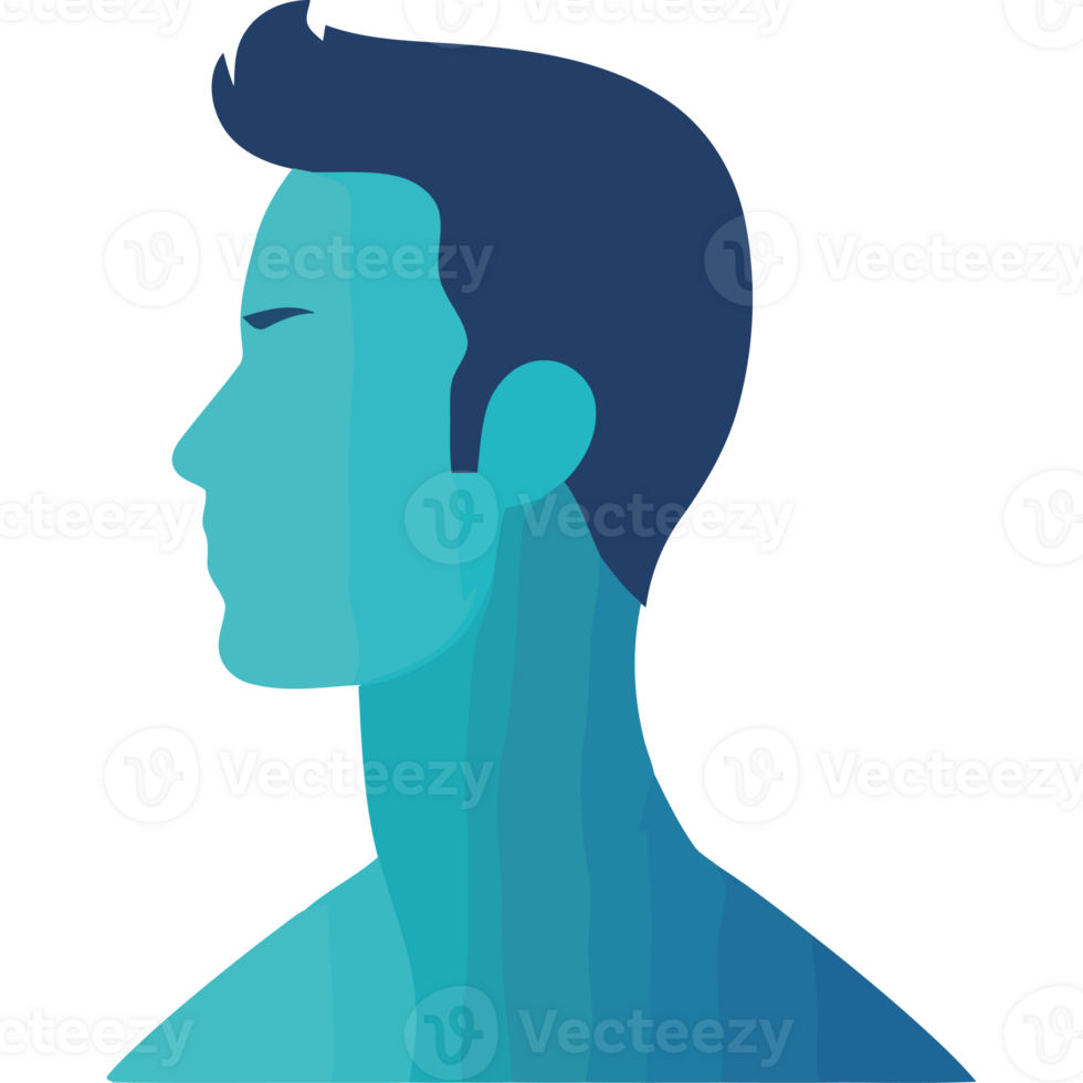 A man's profile with blue background png