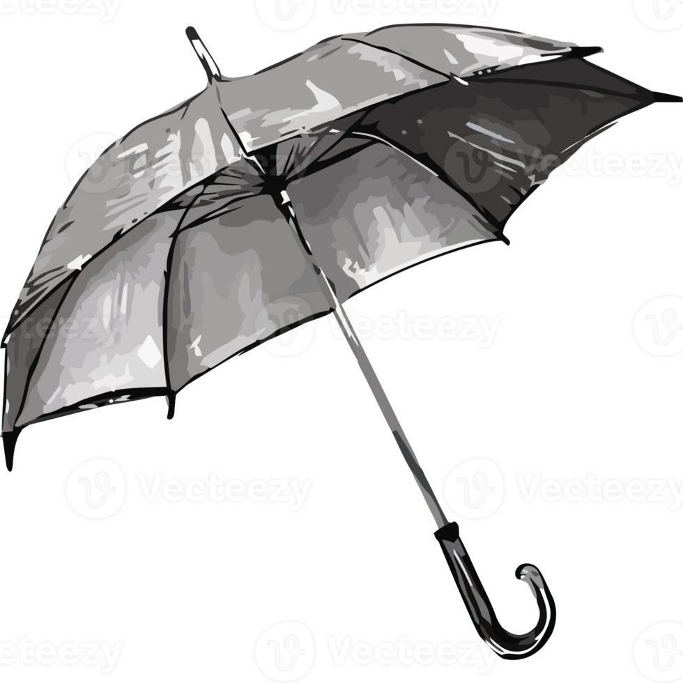 An umbrella is shown in black and white png