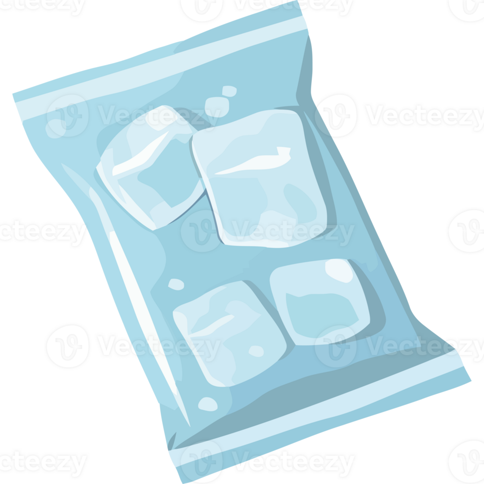 Ice cubes in a bag on a black background png