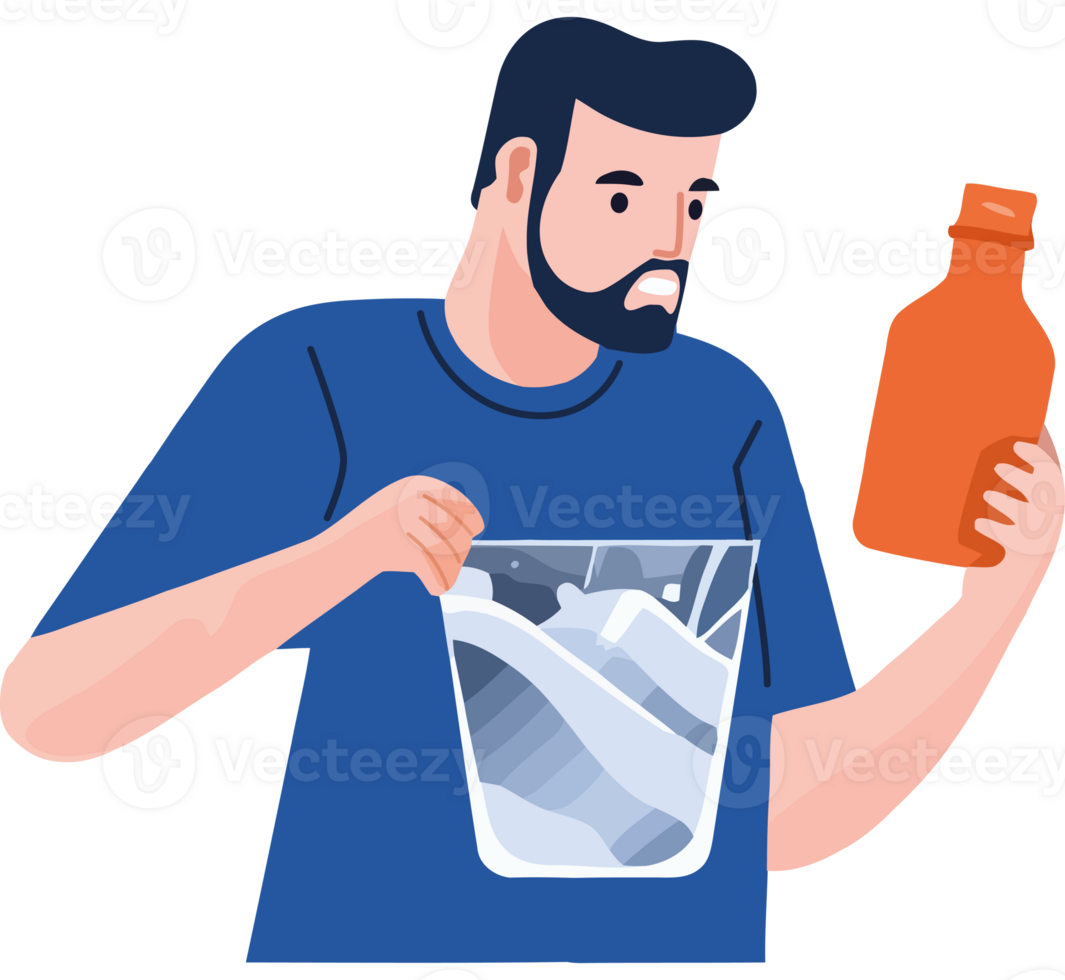 A man holding a glass and a bottle png