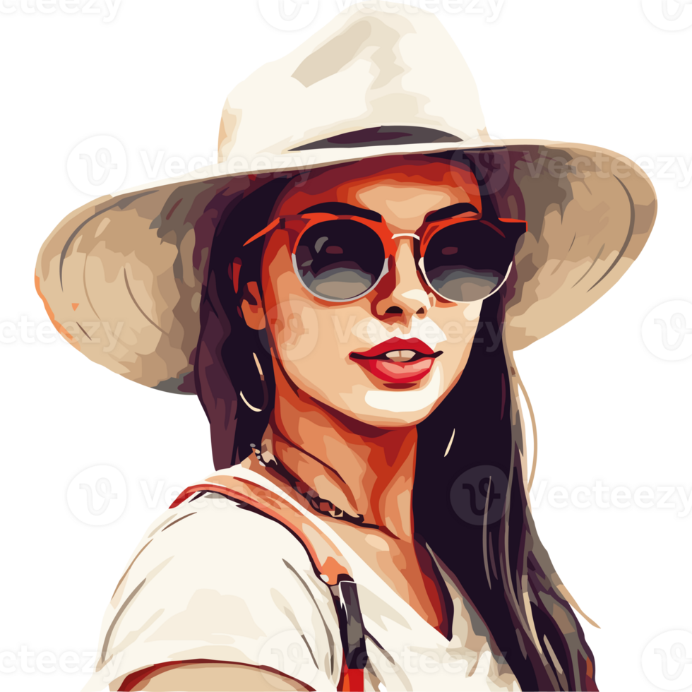 A woman wearing a hat and sunglasses png