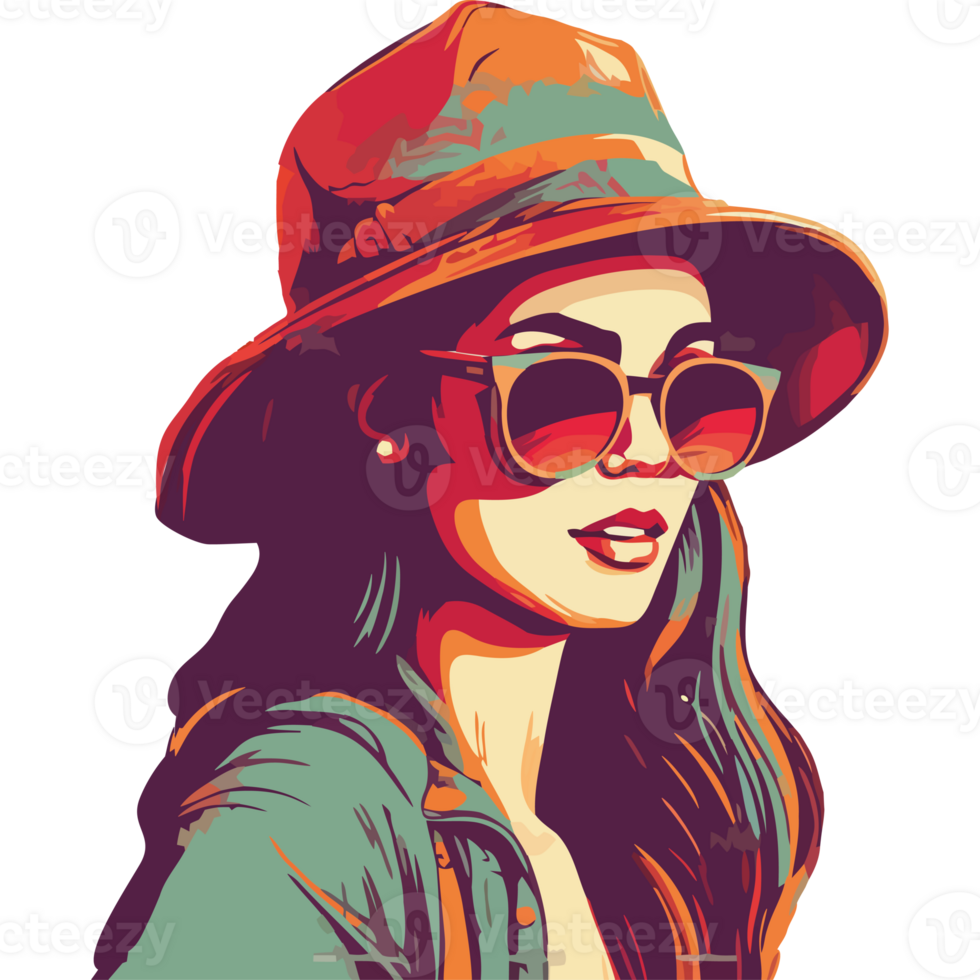 A woman wearing a hat and sunglasses png