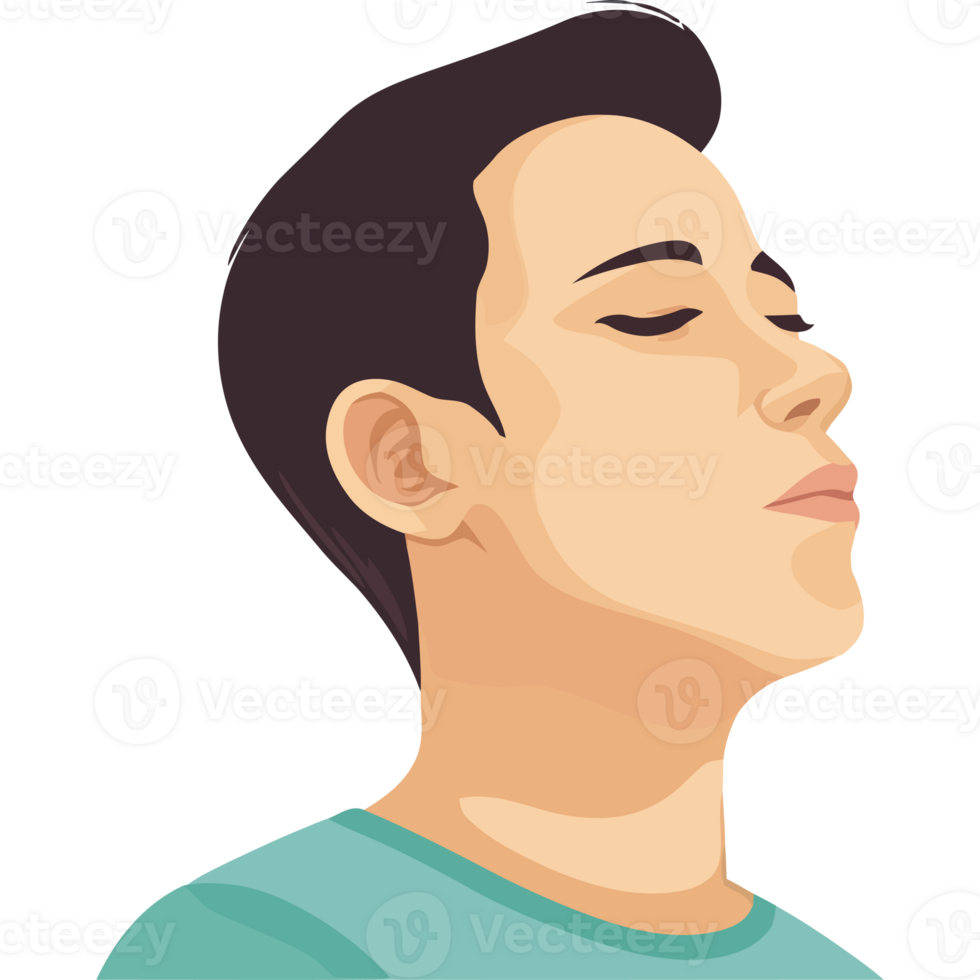 A man with his eyes closed and his head tilted up png