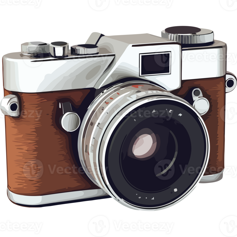 An old camera with a brown and white background png